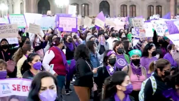 Mxico City Mexiko Mexiko Feministický Pochod Proti Násilí Páchanému Základě — Stock video