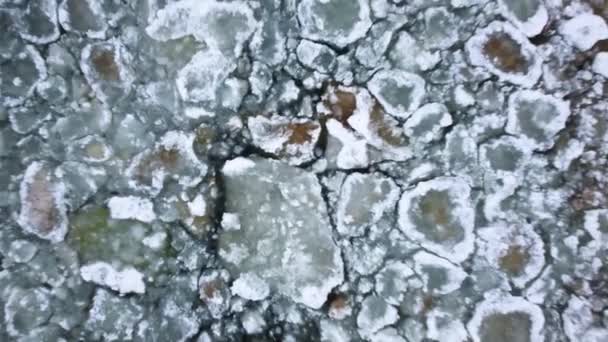 Drone Flies Floating Ice Chunks Cold Waters — Stockvideo