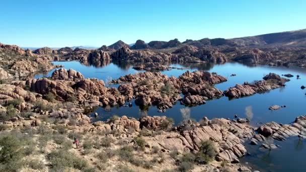 Aerial Pullout Watson Lake Prescott Arizona — Stock Video