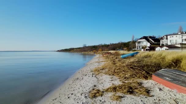 Kuznica Tourist Spot Hel Peninsula Poland Slow Aerial Straight Forwardement — Stock videók