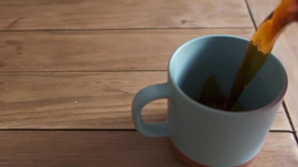 Pouring Mug Coffee First Thing Morning Slow Motion — Stock Video