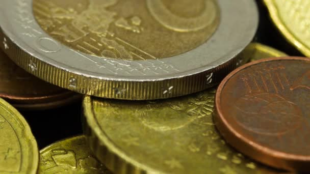 Monedas Euros Diferentes Valores Uro Dos Euros Centavos Etc Macro — Vídeos de Stock