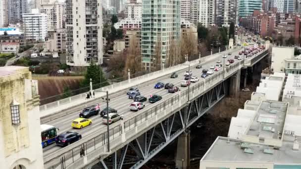 Truckers Convoy Fighting Government Covid Vaccine Mandates Vancouver Downtown Kanada — Stockvideo