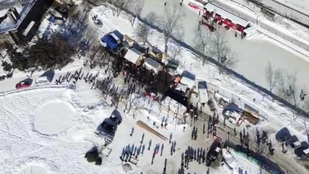 Aerial Drone Birds Eye View Freedom Convoy Truckers Protest Ottawa — Stockvideo