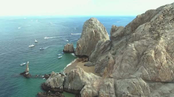 Luchtfoto Van Boten Boog Van Los Cabos Baja California Sur — Stockvideo