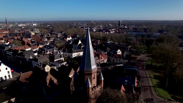 Aerial View Showing Drogenaps Picturesque Tower Medieval Hanseatic Town Zutphen — Video Stock