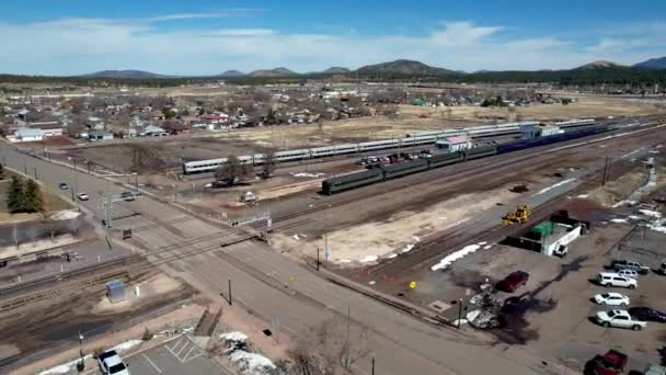 ทางอากาศส งเหน อทางรถไฟแกรนด แคนยอนในว ลเล ยมส โซน — วีดีโอสต็อก