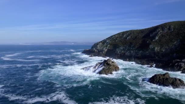 Beach Port Caion Laracha Galicia Spain — Stockvideo