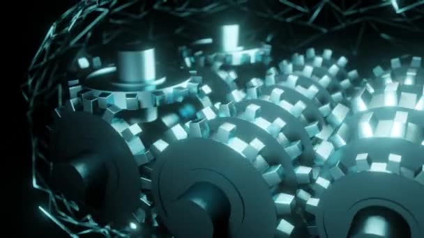 Human Brain Spinning Gear Wheels Render Concept Animation — Stockvideo