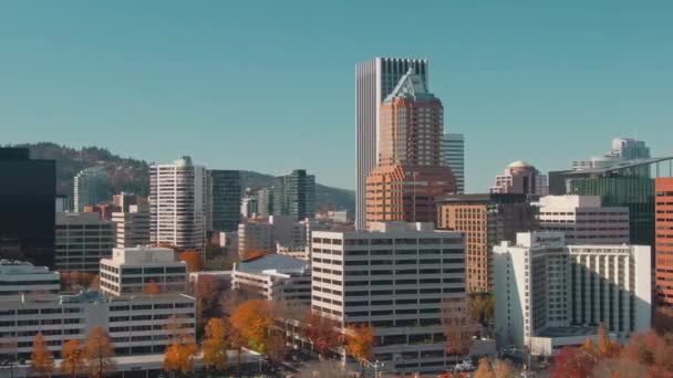 Aerial Downtown Portland Drone Truck Right Left Shot — стокове відео