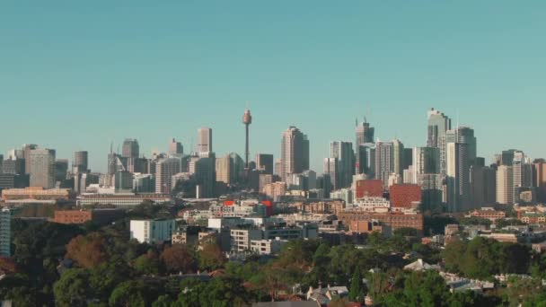 Aerial Downtown Sidney Australia Drone Wide Angle — Stok Video