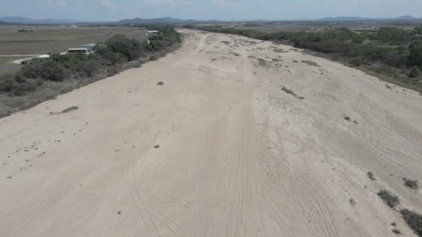 Sandy Riverbed Burdekin River Drought Season Queensland Australia Aerial Drone — Stock video