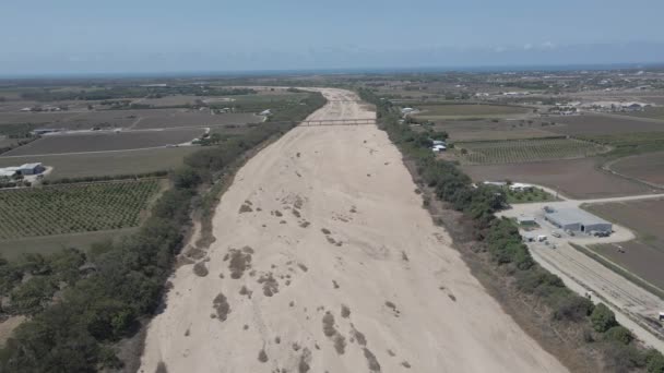 Landschap Van Droogte Rivier Van Burdekin Buurt Van Macrossan Bridge — Stockvideo