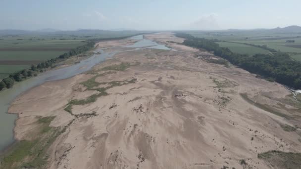Sandy River Bottom Burdekin River Κατά Διάρκεια Της Περιόδου Ξηρασίας — Αρχείο Βίντεο