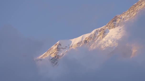 Snow Covered Peaks Kedar Mountain Range Garhwal Himalayan Uttarakhand India — стоковое видео
