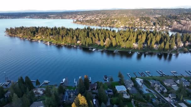 Images Aériennes Cinématographiques Medina Hunts Point Yarrow Point Clyde Hill — Video