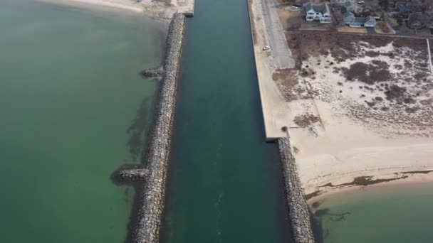 Uma Vista Aérea Sobre Canal Shinnecock Hampton Bays Long Island — Vídeo de Stock