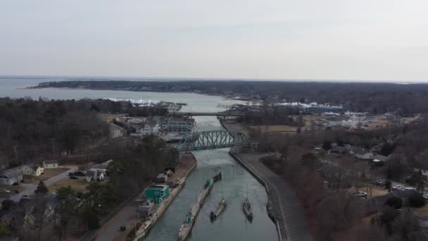 Aerial View Shinnecock Canal Hampton Bays Long Island Drone Camera — Vídeo de stock