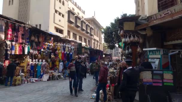 Openluchtmarkt Caïro Egypte Panning — Stockvideo