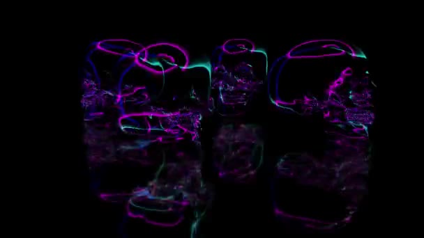 Bordes Brillantes Neon Skull Resumen Senderos Partículas Psicodélicas Animación Seamless — Vídeos de Stock