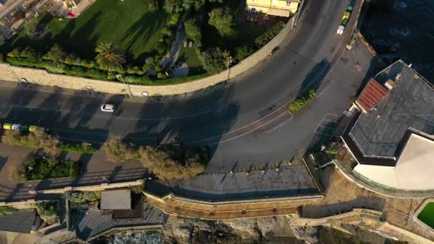 Aerial View Traffic Coastal Road Revealing Cityscape East Genova Italy — Video Stock