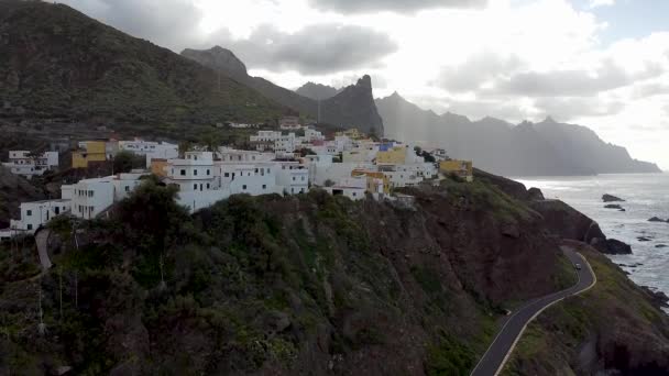 Aerial Drone View Small Village Northern Coast Tenerife Canary Islands — Wideo stockowe