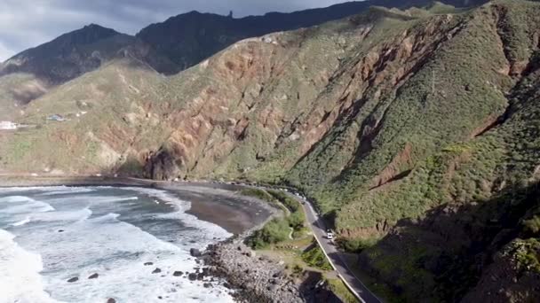 Aerial Drone View Mountainous Coastline Benjio Parque Rural Anaga Northern — Vídeo de stock