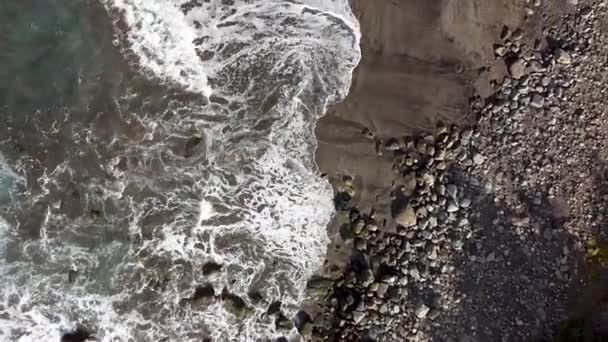 Top Aerial Drone View Rugged Beach Northern Tenerife Anaga National — Wideo stockowe