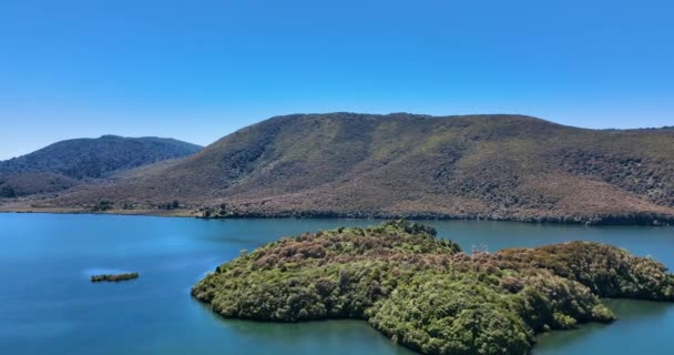 Breathtaking Aerial Close Lake Rotoaira Mutuopuhi Island — Video Stock