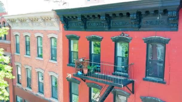 Nyc Apartment Building Fire Escape Revealing Rooftops — Video