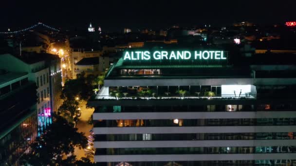 Vue Aérienne Depuis Altis Grand Hotel Soirée Lisbonne Portugal Recul — Video