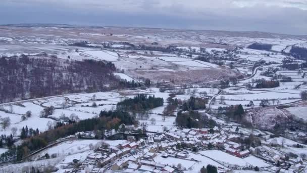 North York Moors National Park Aerial Flight Castleton Reverse Movement — Stock video