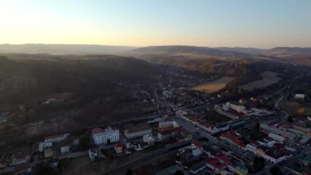 Aerial Flight Town Letovice Ketnka Dam Sunset Czech Republic — Vídeo de Stock