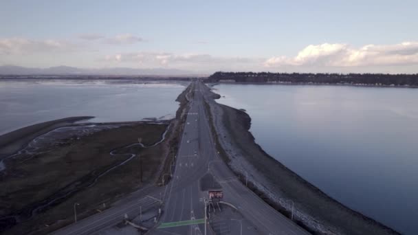 Aerial Sunset View Scenic Straight Long Asphalt Road Highway Calm — Video