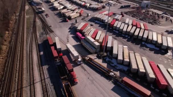 Aerial Circling Cargo Shipping Terminal Vancouver Canada — Vídeo de Stock