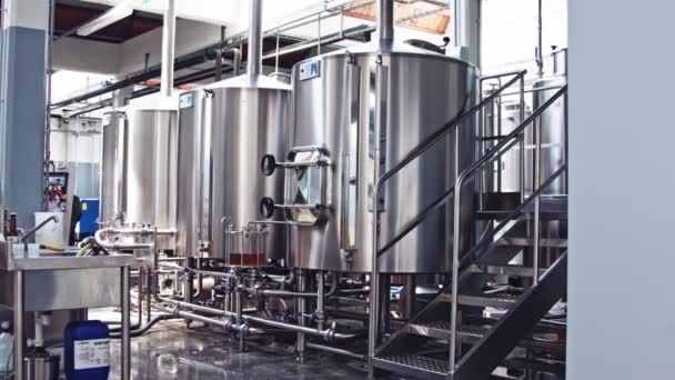 Ocelové Nádrže Vaření Skladování Piva — Stock video