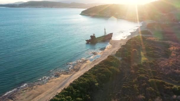 Travel Destination Dimitrios Ship Wreck Gythio — Stockvideo