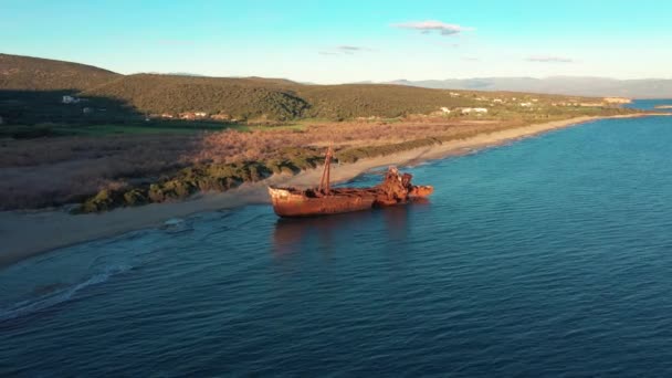 Valtaki Beach Dimitrios Ship Wreck Gythio — Stockvideo