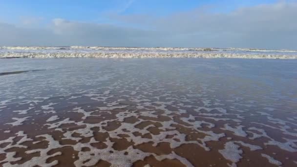 Fale Morskie Wzdłuż Wybrzeża Katwijk Aan Zee Beach Południowej Holandii — Wideo stockowe