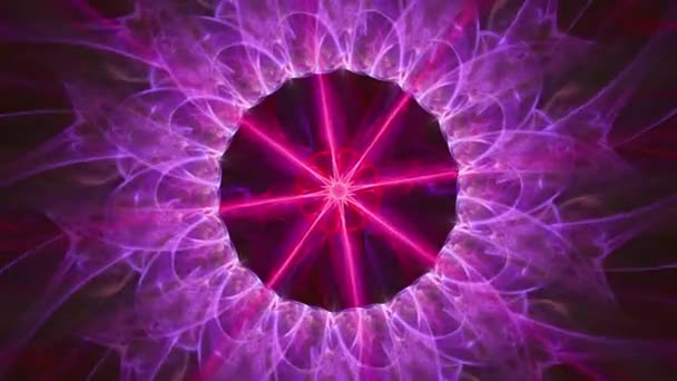 小さな花が輝く輝きの内側のコアスティグマ シームレスなループ 瞑想万華鏡音楽Vjストリーミング背景 — ストック動画
