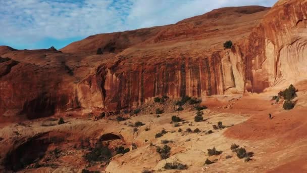 View Sunny Red Rock Mountain Zion National Park Utah Drone — Stockvideo