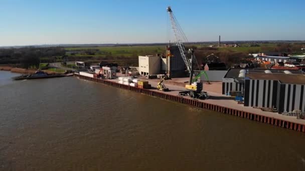 Vista Aérea Terminal Bergambacht Lado Del Río Der Lek Círculo — Vídeos de Stock