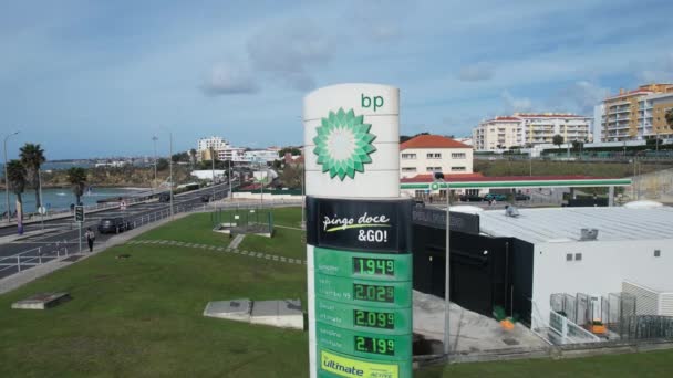 Image Gas Station Fuel High Prices Sunny Day Portugal — Vídeo de Stock
