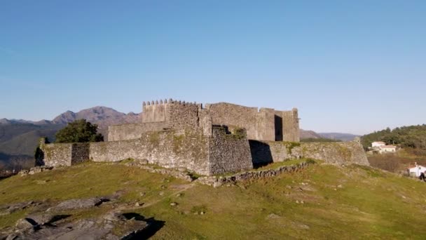 Lindoso Castle Granaries Viana Castelo Portugal Sky Copy Space — Stock video