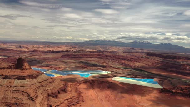 Potash Mining Settling Ponds Moab Γιούτα Εναέρια Drone Shot — Αρχείο Βίντεο