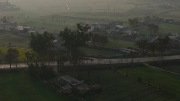Aerial View Rural Misty Landscape Abbottabad Pakistan — Stock video