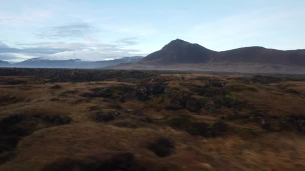 Полет Над Мохом Закате Исландии — стоковое видео