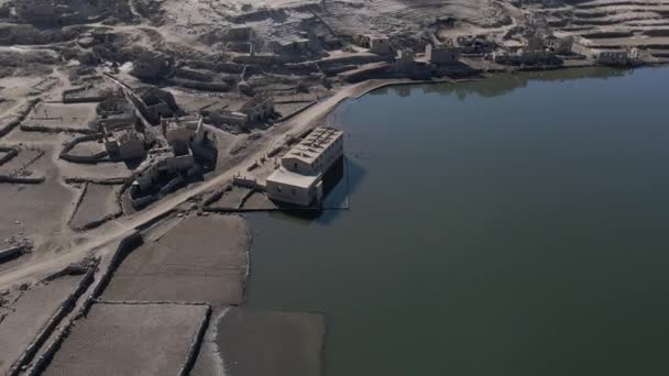 Sun Reflecting Water Basin Dry Season Aceredo Galicia Spain Aerial — Stockvideo