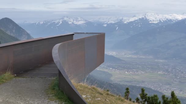 Innsbruck North Chain Nordkette Viewpoint City Alps Tripod — стоковое видео