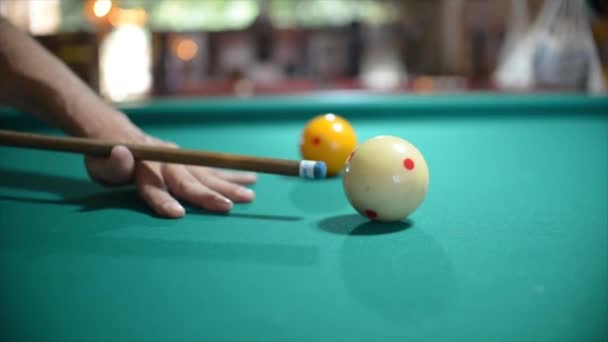 Man Playing Billiards Scoring Successful Point First Time — Vídeo de stock